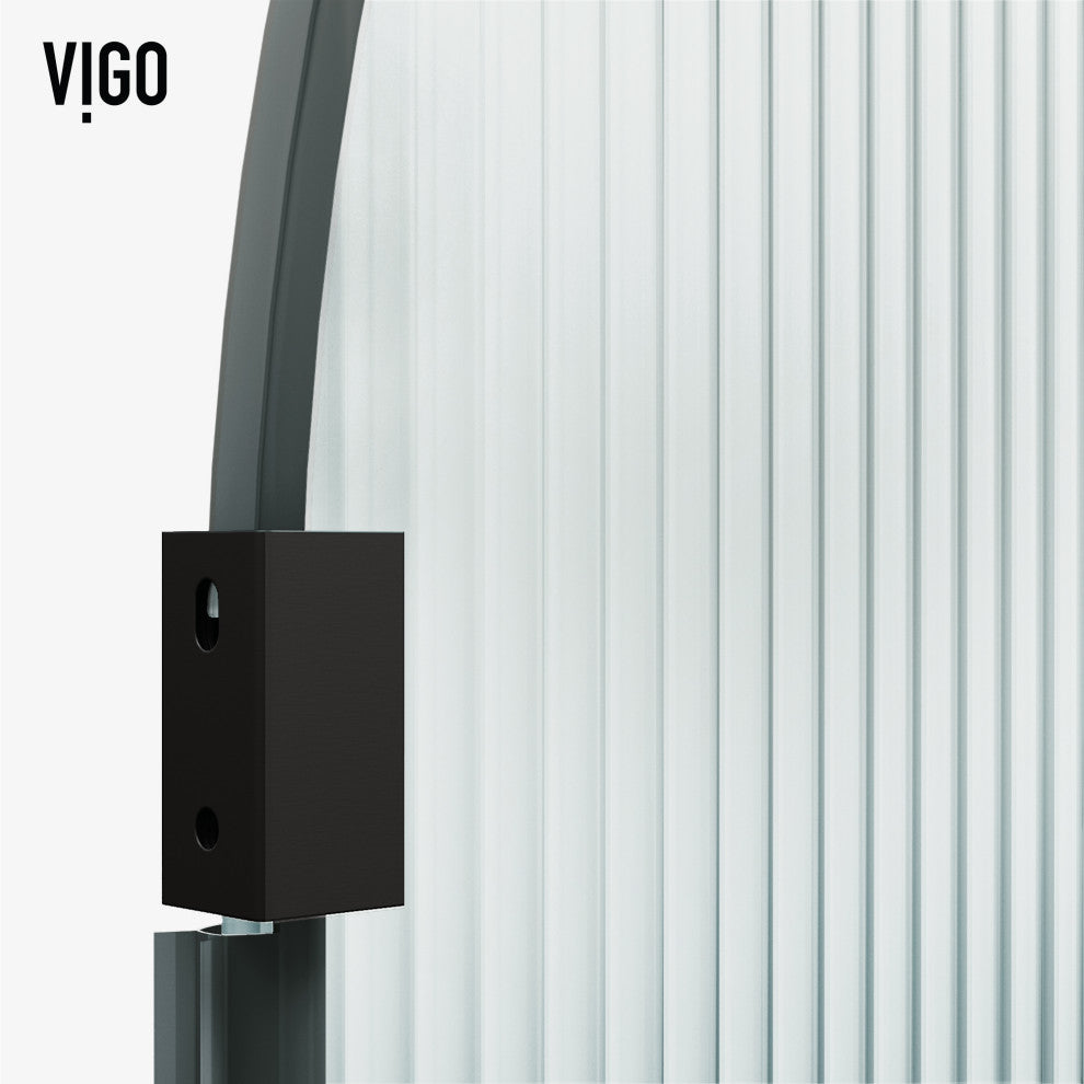 VIGO Arden 34" W x 78" H Frameless Fixed Shower Screen, Framed, Matte Black, Fluted Glass