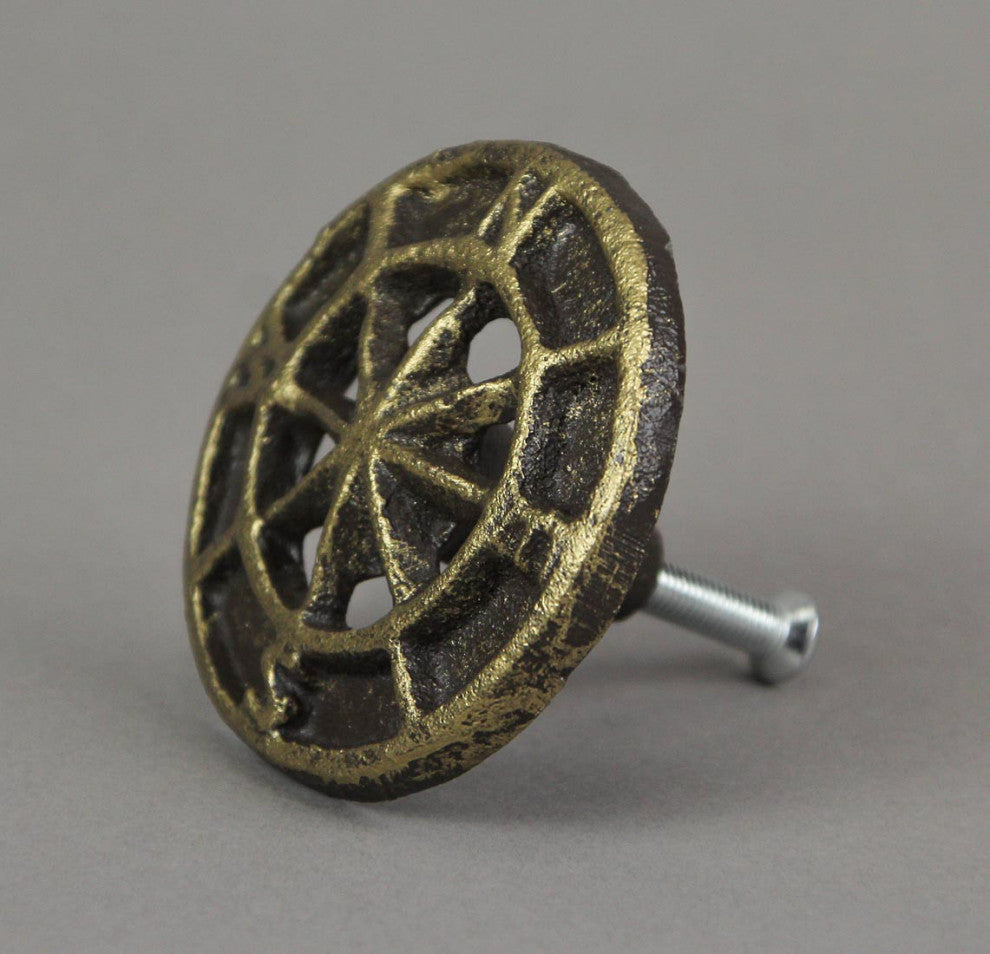 Set of 12 Bronze Cast Iron Cabinet Hardware Knob Compass Rose Drawer Pull Handl
