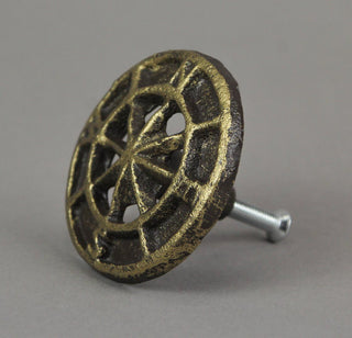 Set of 12 Bronze Cast Iron Cabinet Hardware Knob Compass Rose Drawer Pull Handl