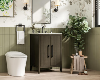 Home Living 24" Single Bathroom Vanity, Mocha Brown