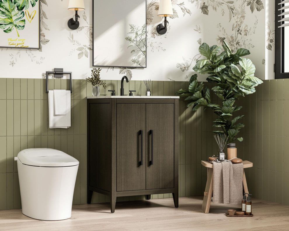 Home Living 24" Single Bathroom Vanity, Mocha Brown