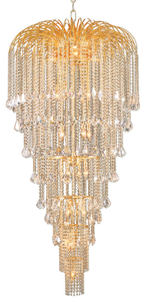 Artistry Lighting Falls Collection Hanging Crystal Chandelier 36x70, Gold