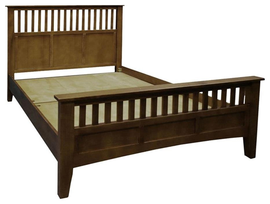 Crafters and Weavers Craftsman Mission Solid Wood King Bed with Slats in Walnut