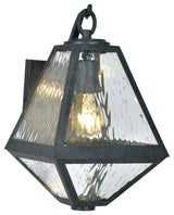 Crystorama Brian Patrick Flynn Glacier 1-Light Outdoor Wall, Black, Water Glass
