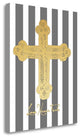 "Gold Cross With Gray Stripes" By Jo Moulton, Giclee on Gallery Wrap Canvas