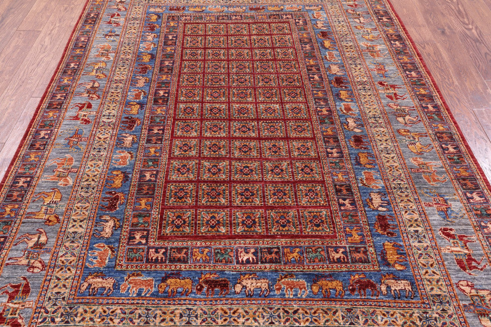 5' 9" X 8' 2" Antiqued Pazyryk Historical Design Handmade Rug Q11264