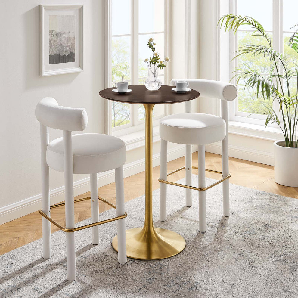 Modway Lippa 28" Wood Bar Table, Gold Cherry Walnut