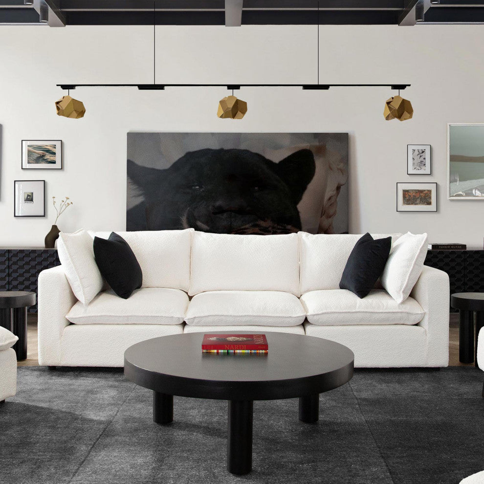 Ivy 3-Piece Modular Sofa in White Faux Shearling by Diamond Sofa