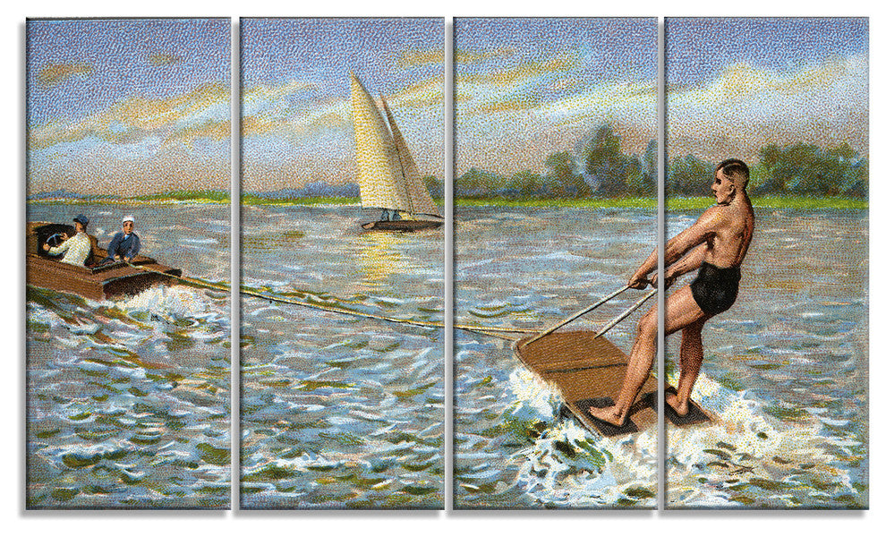 "Water Skiing" Canvas Print, 4 Panels, 48"x28"