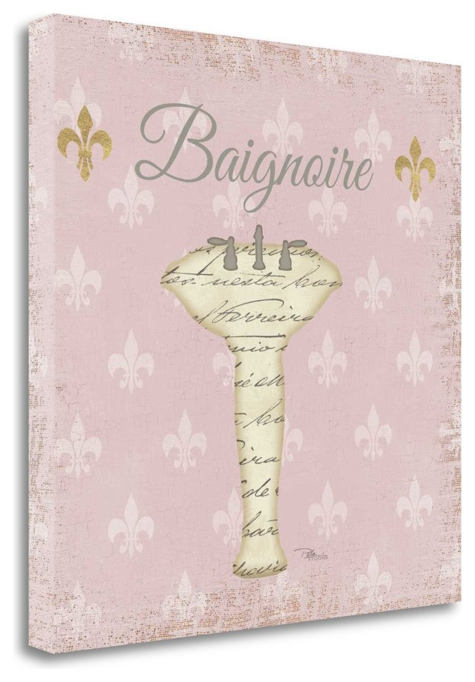 "Vintage Bath VII Fleur Pink" By Pela Studio, Giclee on Gallery Wrap Canvas