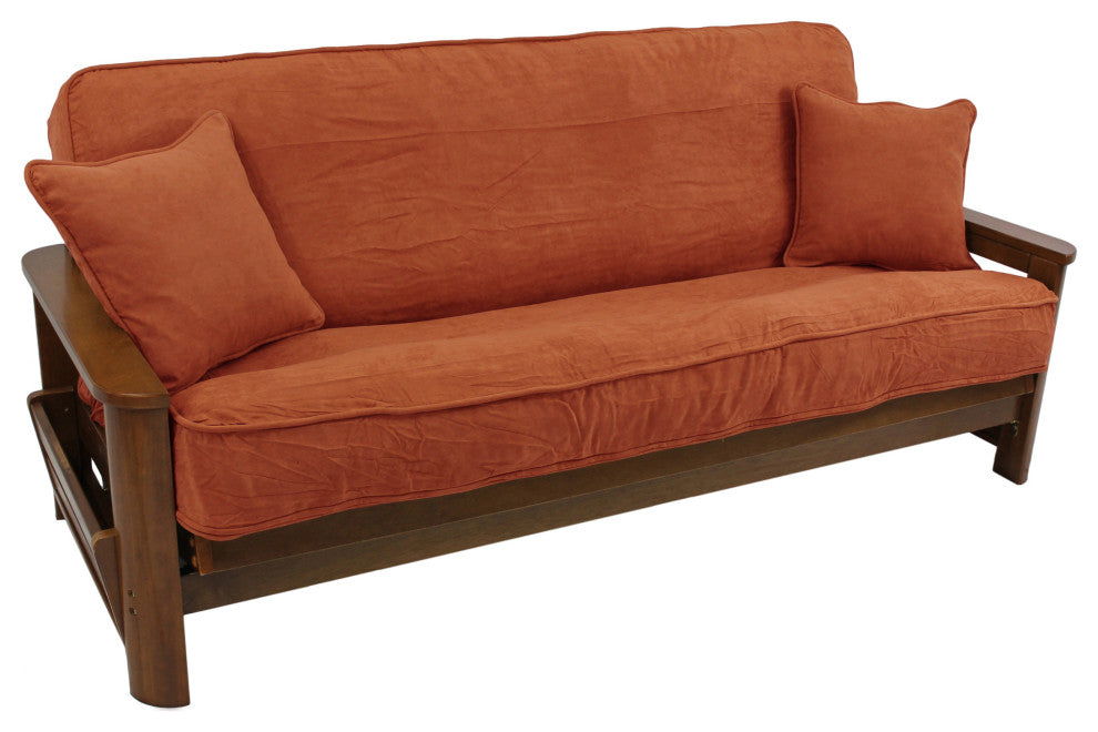 Solid Microsuede Full Futon Cover Set, Spice