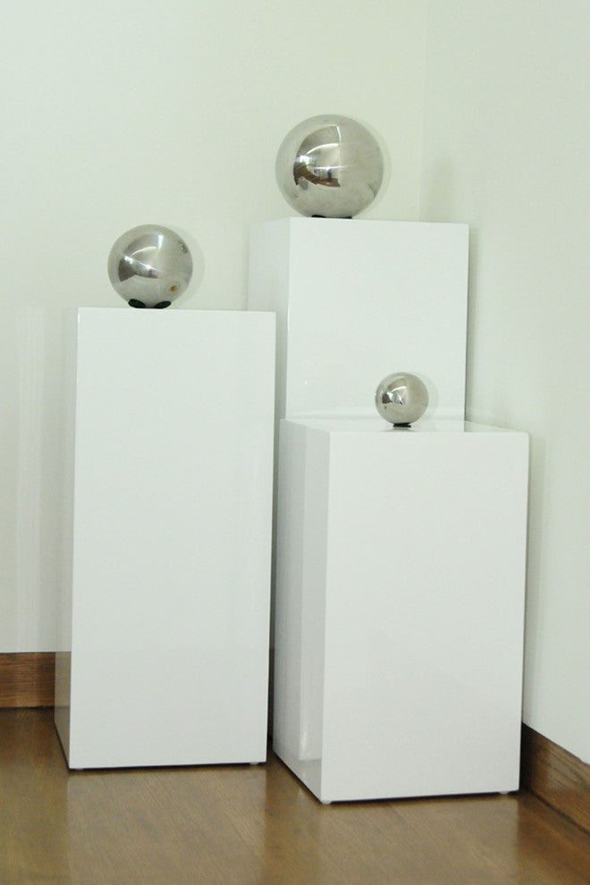 Cube 3 Piece Pedestal Table Set, White Lacquer