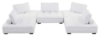 Saunter Tufted Fabric Fabric 5-Piece Sectional Sofa White -5210