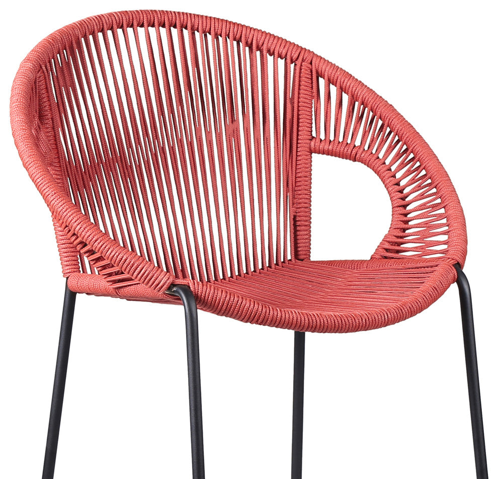 Acapulco 30" Indoor Outdoor Steel Bar Stool with Brick Red Rope