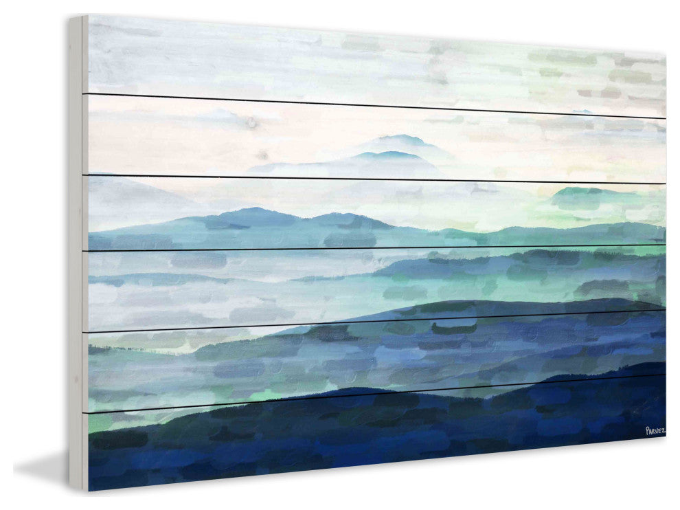 "Mountain Tops" UV Ink Print on White Wood, 45"x30"