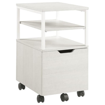 OSP Home Furnishings Contempo Mobile Cart in Campanula White with Metal Frame