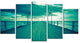Blue Seascape With Wooden Pier, Bridge Canvas Art Print, 60"x32", 5 Panels