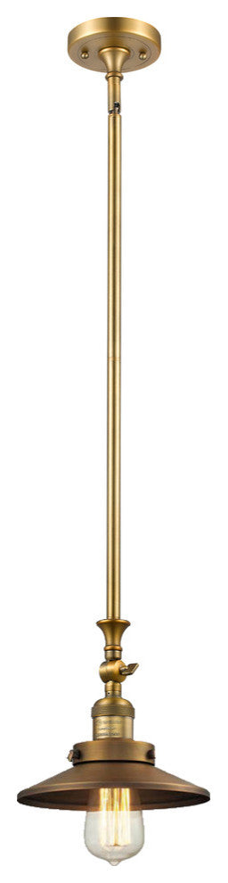 1-Light Railroad 8" Mini Pendant, Brushed Brass