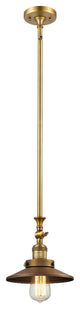 1-Light Railroad 8" Mini Pendant, Brushed Brass