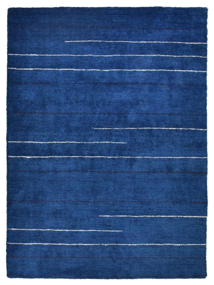 HAND KNOTTED LOOM SILK ECO-FRIENDLY AREA RUGS -6'x9',Rectangle,Blue,Contemporary