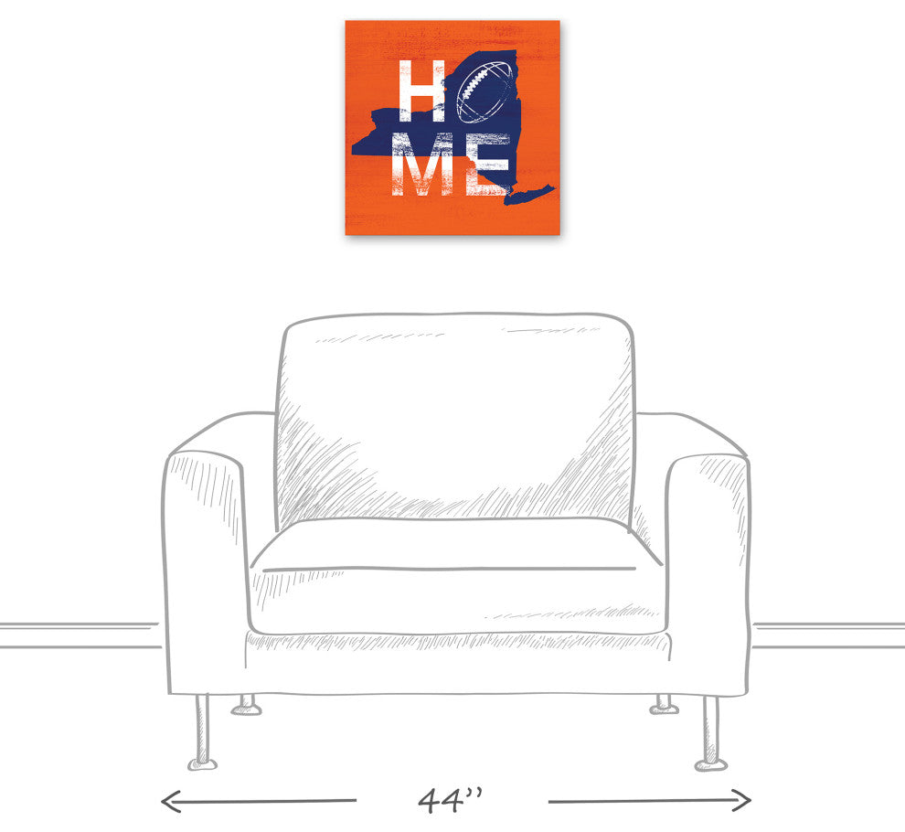 New York Football State Pride 16x16 Canvas Wall Art, Navy/Orange