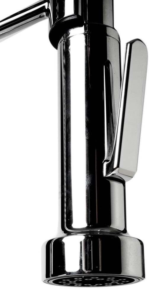Double Spout Commercial Spring Kitchen Faucet, Polished Chrome