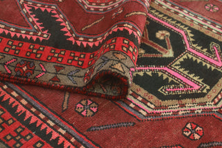 Fine Vintage Distressed Lily Burgundy/Black Runner, 3'2x10'3