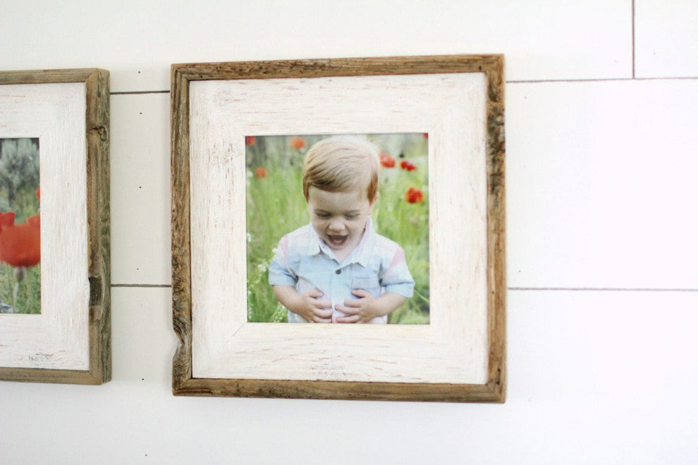 White Barnwood Picture Frame, Lighthouse Whitewash, 6"x6"