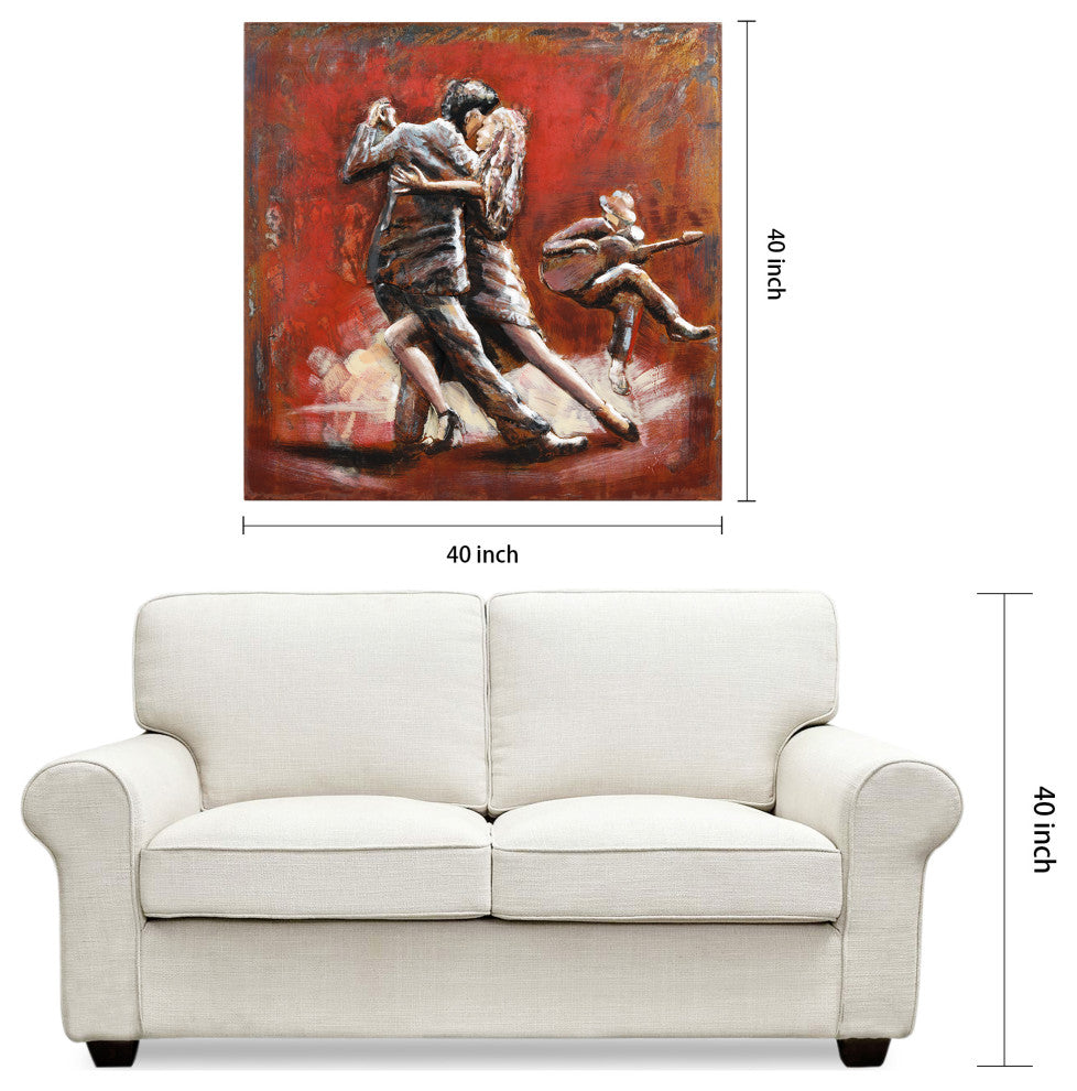 "Piano & Dance" Mixed Media Iron Hand Painted Dimensional Wall Art