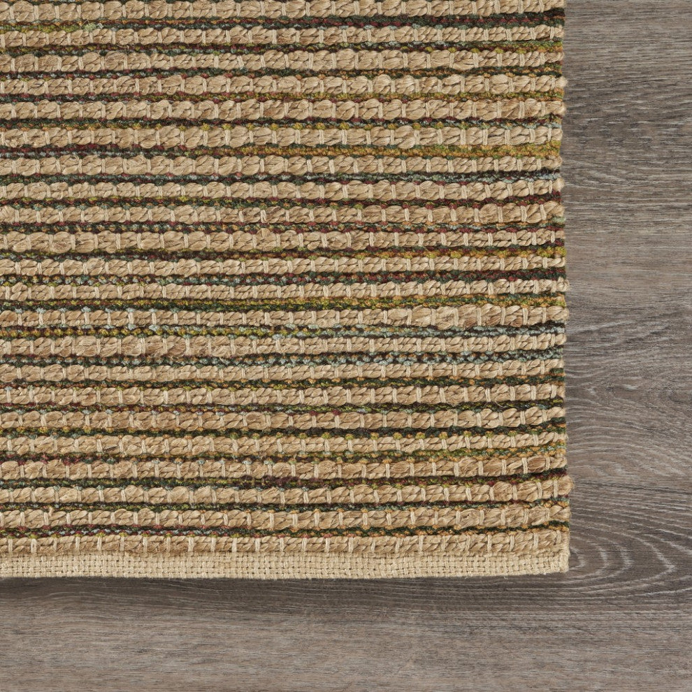 9" x 12" Natural Undertone Striated Area Rug