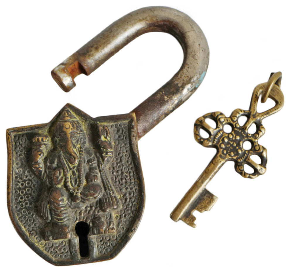 Consigned Vintage Brass India Ganesha Lock