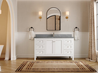 Nashville 60" Single Bathroom Vanity, White 2" Piatra Gray