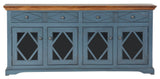 71" Shelter Bay Credenza, Persimmon Red Base, Concord Cherry Top