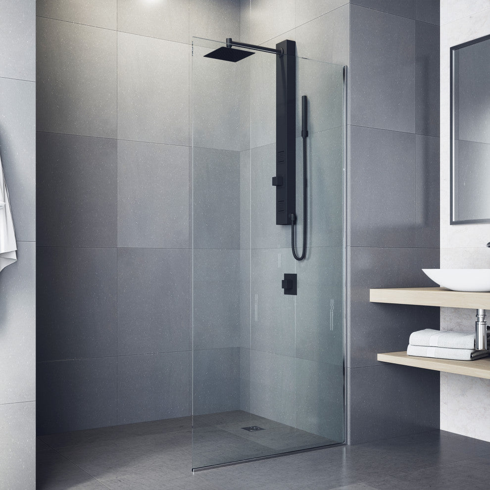 Orchid 39" H x 4" W 2-Jet Retro Shower Panel with Square Shower Head, Matte Black