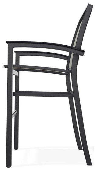 Bazza Sling Bar Height Stackable Outdoor Stool, Smoke/Black