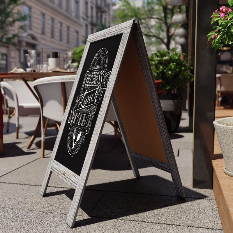 48" x 24" A-Frame Indoor/Outdoor A-Frame Magnetic Chalkboard Sign Set, Gray Wash
