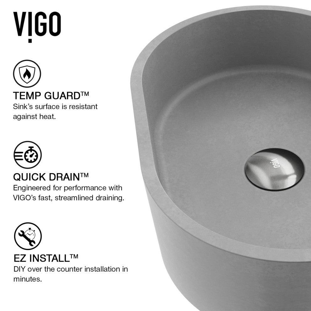 Giralda 16"L x 11"W Concrete Vessel Sink and Lexington 10"H Faucet Set