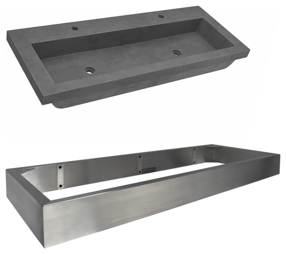48" Zaca Vanity Base with NativeStone Trough in Slate