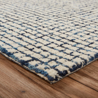 8" x 10" Navy and Ivory Grids Area Rug