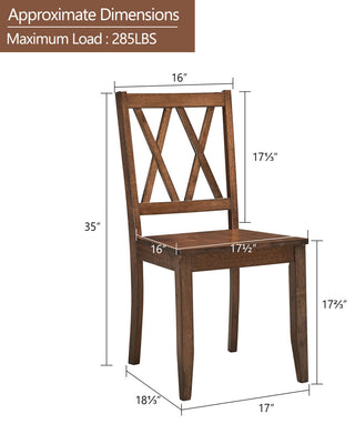 Set of 2 Double-X Back Wood Chairs, Walnut