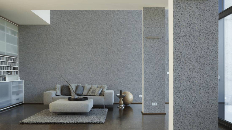 Plain Textured Wallpaper, Scattered Spots, Gray Silver, 1 Roll