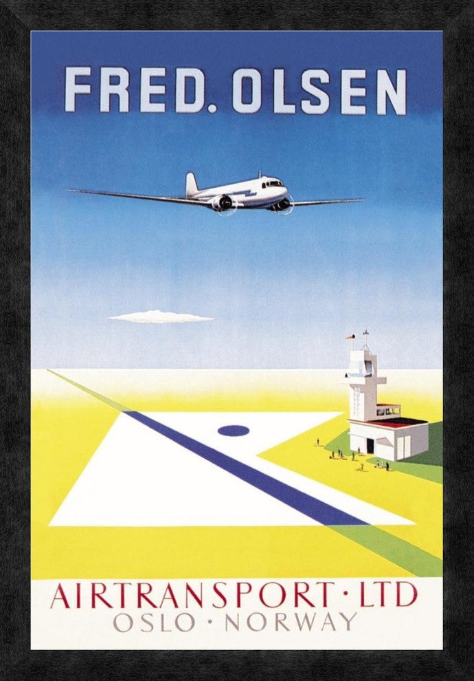 "Fred. Olsen Airtransport Ltd. Oslo - Norway" Framed Canvas Giclee, 18"x26"