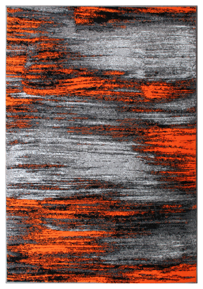 Angie Collection Rectangle 5'' x 7'' Scraped Design Area Rug, Orange