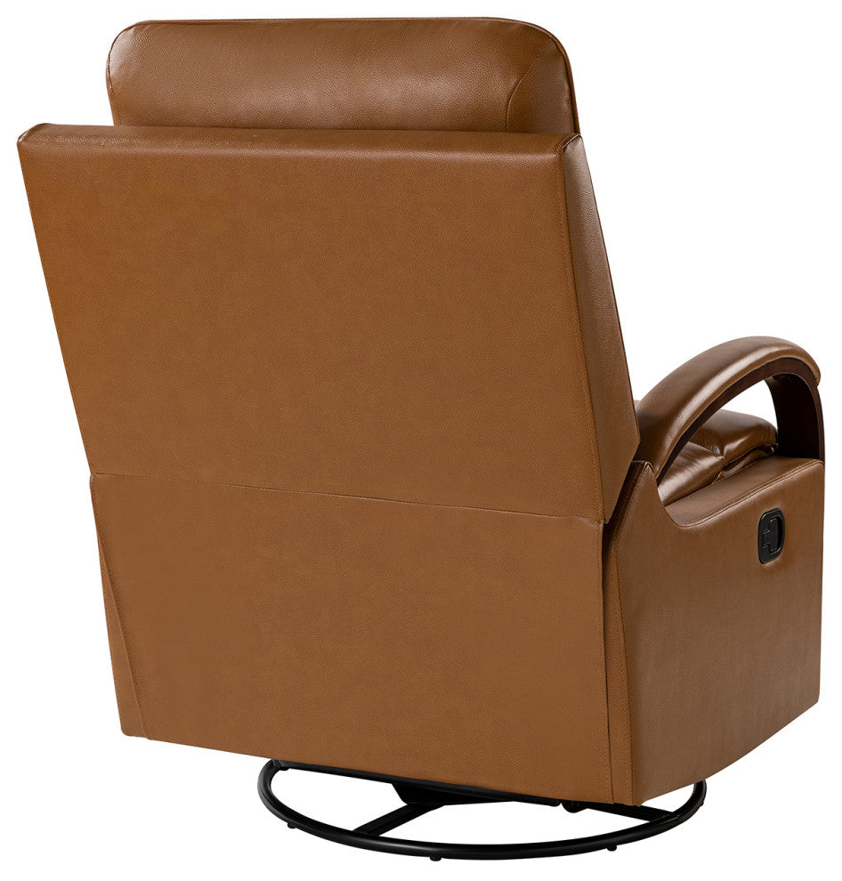 Konradin Genuine Leather Swivel Rocking Manual Recliner Set of 2, Camel