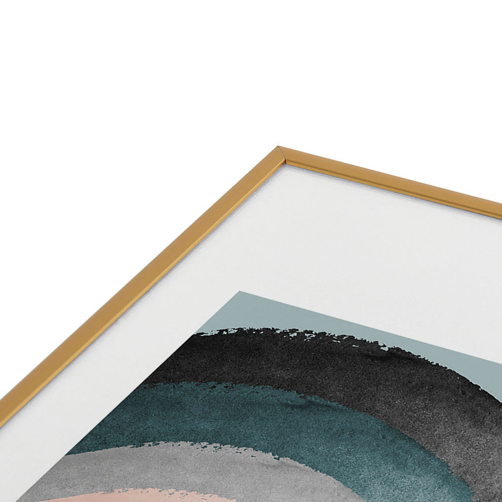 Gale Switzer Brushstroke rainbows teal Metal Framed Art Print