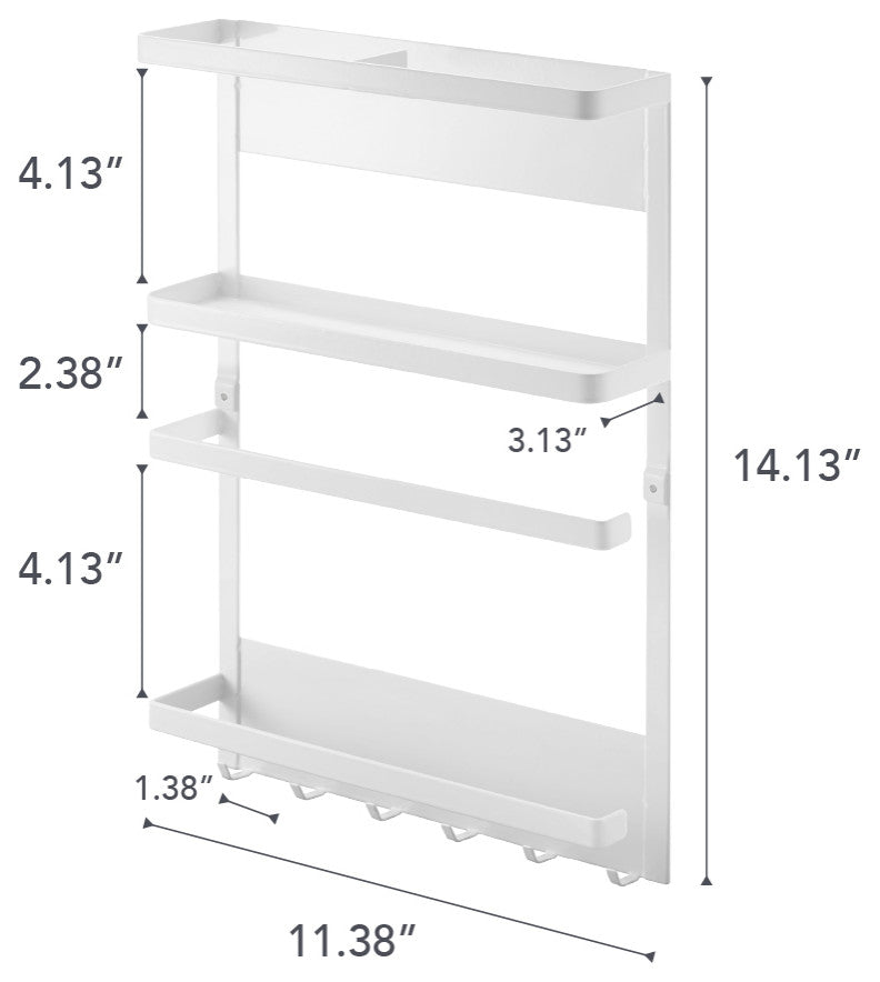 Plate Magnetic Kitchen Storage Rack, White