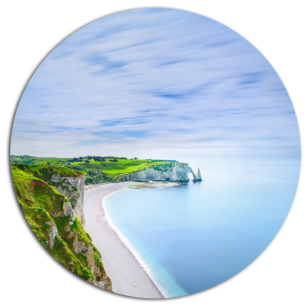Etretat Aval Cliff And Rocks Normandy, Beach Disc Metal Wall Art, 11"