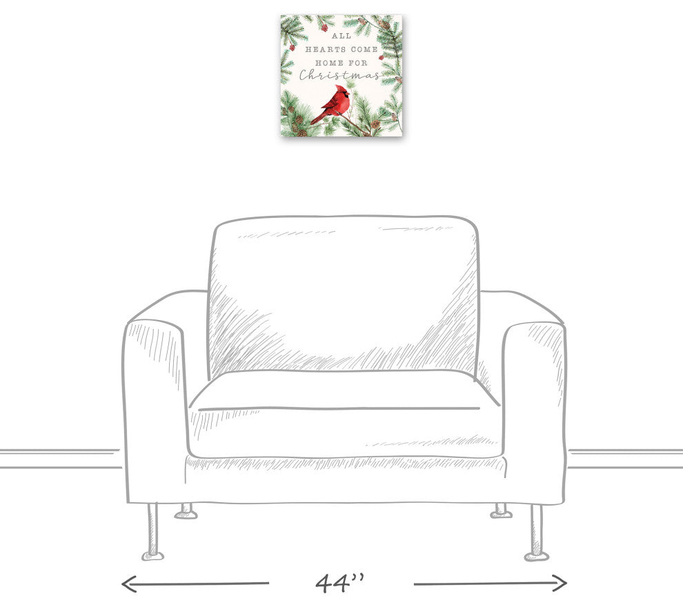 Hearts Come Home For Christmas 12x12 Canvas Wall Art