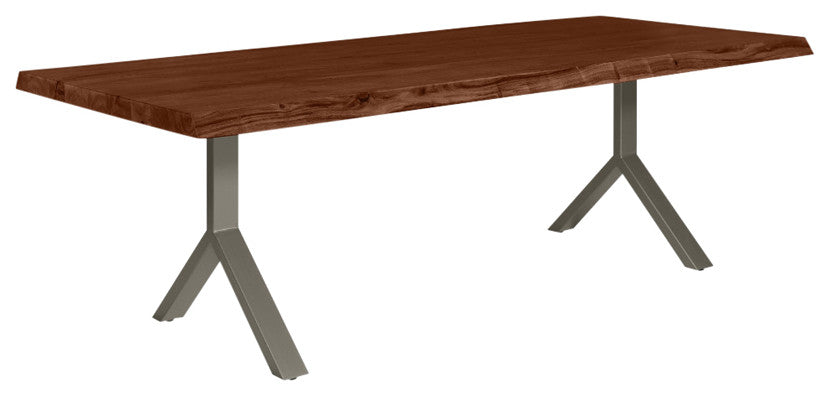 Brooks Dining Table, Y Base, 40"x116", Americano Top, Pewter Base