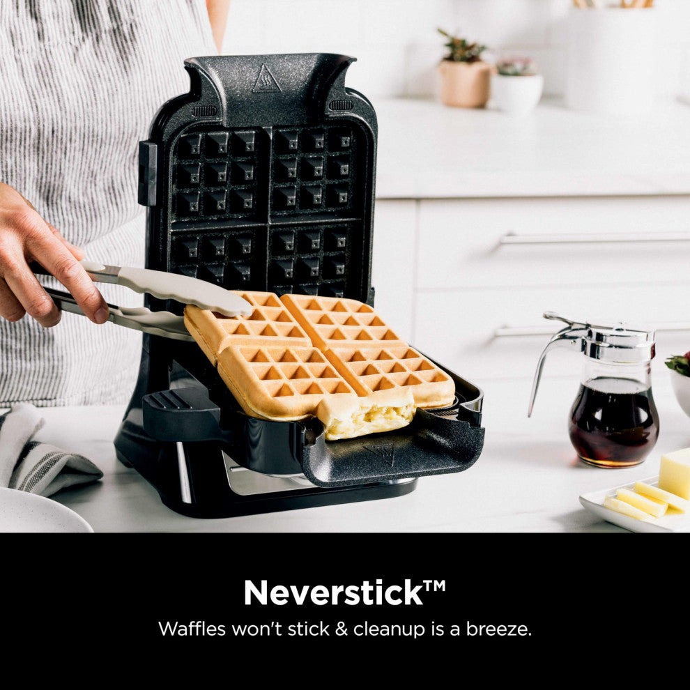 BW1001 NeverStick PRO Belgian Waffle Maker, Vertical Design, 5 Shade Settings.